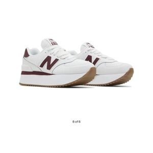 New Balance White and Red Sneakers